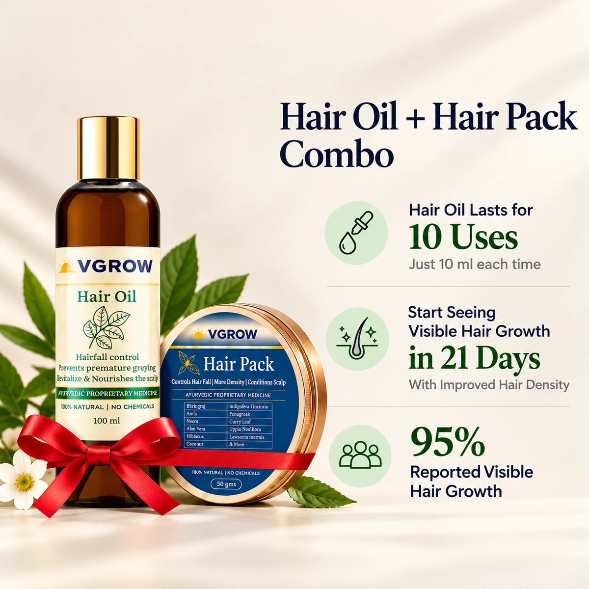 100% Ayurvedic Hair Oil to Support Hair Regrowth