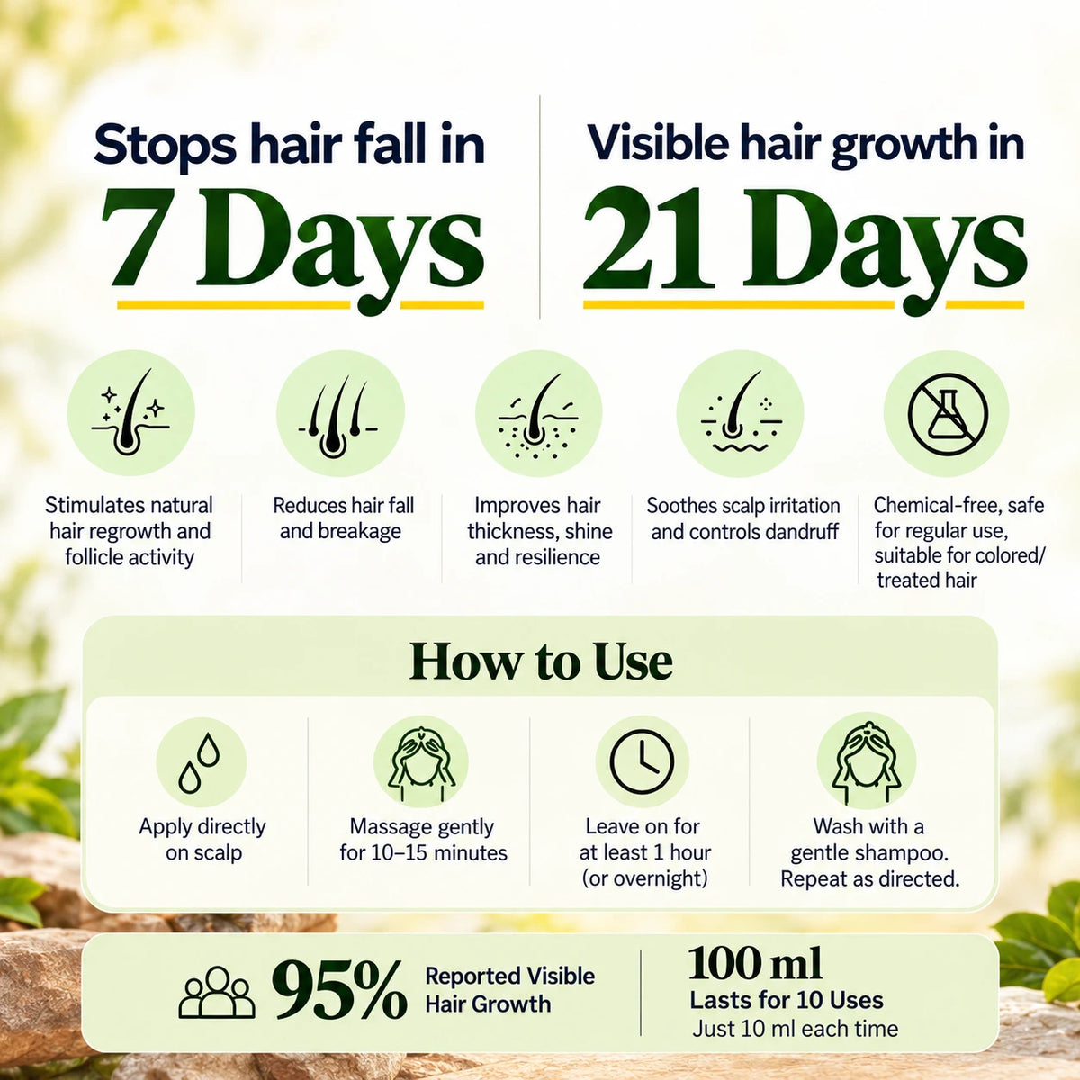 100% Ayurvedic Hair Oil to Support Hair Regrowth