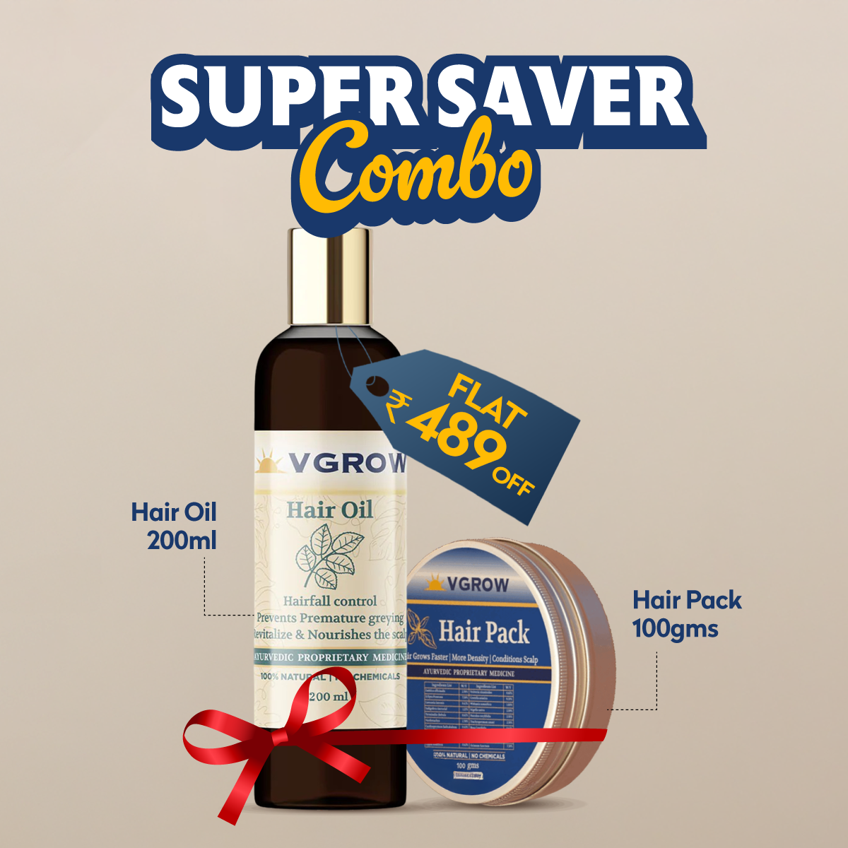 Hair Oil & Hair Pack Combo (Get ₹489 OFF)