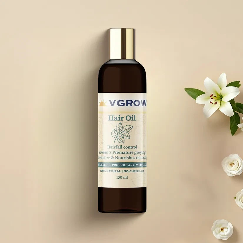Bottle of Hair Growth Oil, 100ml, with dropper applicator, on a white background.