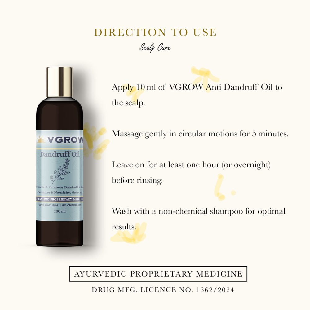 USAGE DIRECTION FOR ANTI DANDRUFF HAIR OIL